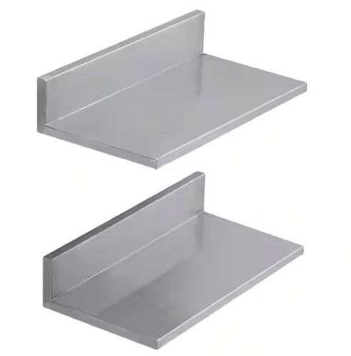VEVOR 8.6 in. x 16 in. Stainless Steel Wall Mounted Floating Shelving with Backsplash, 44 lbs. Load Capacity - Lot 808JF