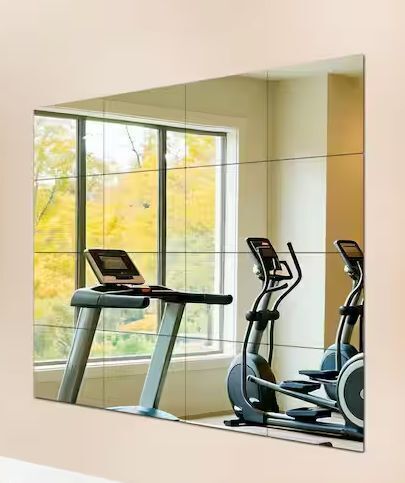 Modern Rectangle Frameless Stick-on Mirror Tiles, 14 in. W x 12 in. H, 12 pc - Lot 819JF