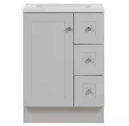 Glacier Bay Bannister 25 in. Single Sink Pearl Gray Bath Vanity with Colorpoint White Cultured Marble Top - Lot 45JF