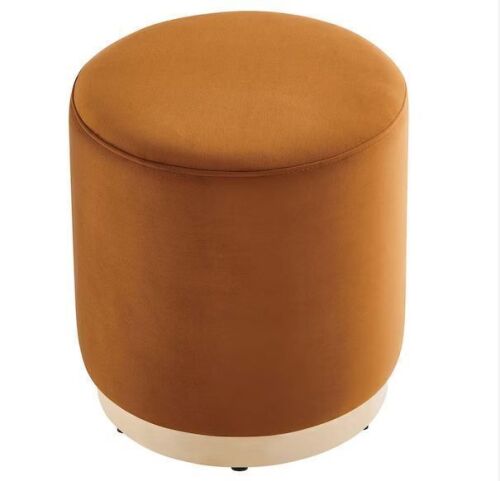 MODWAY Tilden 16 in. Rust Natural Performance Velvet Upholstered Round Ottoman - Lot 829JF