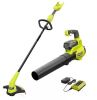RYOBI 40V Cordless Battery 12 in. String Trimmer and 450 CFM 120 MPH Blower Combo Kit 2-Tools with 4.0 Ah Battery and Charger - Thumbnail 1