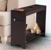 Narrow Espresso End Table With Charging Station, USB Ports and Outlets - Thumbnail 1