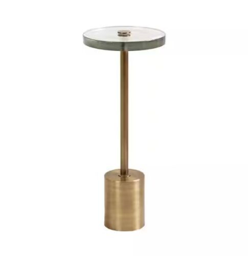 Kate and Laurel Xyler 10 in. Gold Round Glass End Table - Lot 843JF