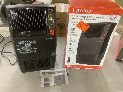 Lasko 1500-Watt 20 in. Black Electric Console Ceramic Space Heater - Missing Remote - Lot 850JF