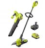 RYOBI ONE+ 18V Cordless Battery String Trimmer/Edger and Jet Fan Blower Combo Kit with 4.0 Ah Battery and Charger - Thumbnail 1