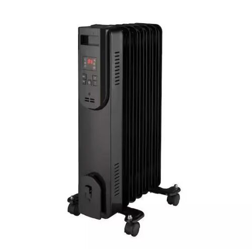 Konwin 1500-Watt Black Indoor Electric Oil-Filled Radiator Convection Radiant Space Heater with Remote Control - Lot 884JF
