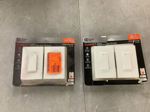 Lot of (2) Commercial Electric 15 Amp Single-Pole White Smart Rocker Light Switch with Wi-Fi and Bluetooth Technology Powered by Hubspace (2-Pack) - Lot 887JF