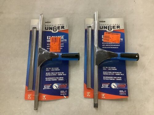 Lot of (2) Unger 18 in. EZ Change Squeegee with 12 in. Interchangeable Blade - Lot 939JF