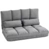 HOMCOM 40.25" Grey Suede Double Floor Sofa Bed with 7 Position Adjustable Backrest - Thumbnail 1