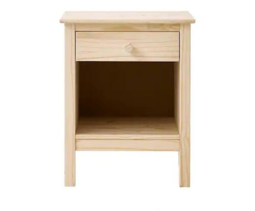 StyleWell 1-Drawer Unfinished Natural Pine Wood Nightstand (25 in. H x 20 in. W x 16.5 in. D) - Lot 897JF