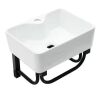 LORDEAR 16 in. White Wall Mount Rectangular Bathroom Ceramic Console Sink with Towel Rack Single Faucet Hole - Thumbnail 1