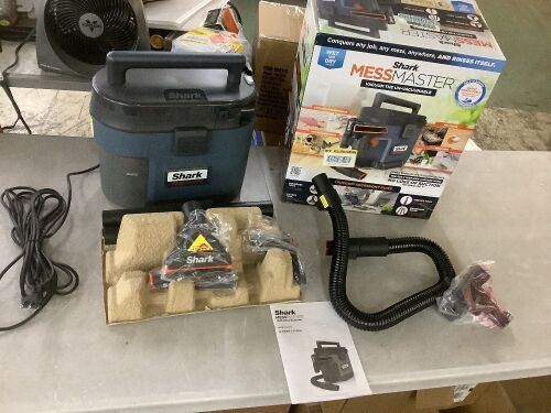 Shark MessMaster Portable 1 Gal. 7-Peak HP Corded Wet/Dry Vacuum with Self-Rinsing and AnyBag Technology in Navy - Lot 900JF