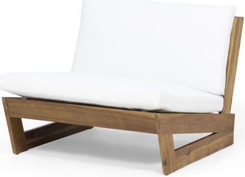 Noble House Acacia Wood Club Chair with Solid and Heavy Frame In Teak and White - Lot 38JF