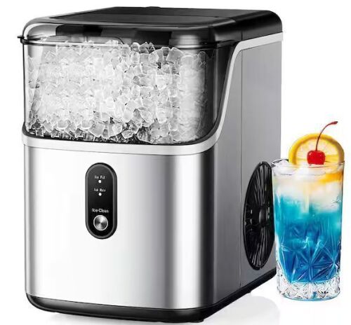 9.1 in. 35 lb. /24H Nugget Ice Countertop Portable Ice Maker in Silver, Stainless Steel, Ready in 6 Mins, Auto-Cleaning - Lot 913JF