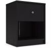 Portland Black 1-Drawer Nightstand - Thumbnail 1