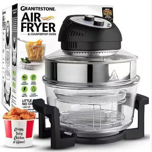 GRANITESTONE 16 Qt. Black Oil-less Air Fryer with Built-In Timer - Lot 935JF