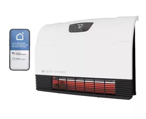 HEAT STORM 1500W Phoenix WiFi Infrared Wall Unit Wi-Fi Smart Heater in White - Lot 947JF