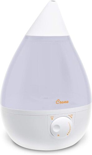 Crane White Drop Ultrasonic Cool Mist Teardrop Humidifier, 1 Gallon Tank - Lot 948JF