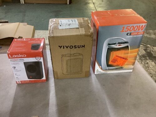 Lot of (3) Small Space Heaters - Lot 958JF