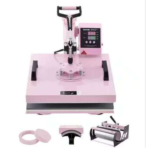 VEVOR 15 in. L x 15 in. W, 5 in 1 Heat Press Machine with 30 oz. Tumbler Press, 360° Swing Away - Lot 11JF
