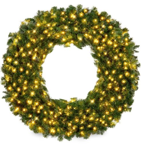30in Pre-Lit Artificial Fir Wreath