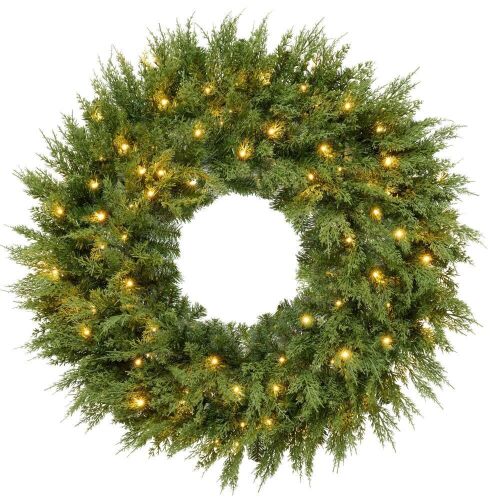 Pre-Lit 30in Cedar Cypress Wreath