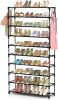 LANTEFUL 10 Tiers Shoe Rack Large Capacity Tall Shoe Organizer Sturdy Shoe Storage with Two Hooks Space Saving Metal Wide Shoe Rack for Closet, Entryway, Bedroom - Thumbnail 1