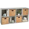 8-Cube Bookshelf, 13.5in Storage Display w/ Removable Panels, Customizable - Thumbnail 1