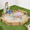 Kid's Wooden Octagonal Sandbox w/ Sand Cover, 4 Reinforced Benches, 8 Seats - Thumbnail 1