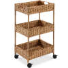 3-Tier Water Hyacinth Rolling Utility Cart w/ Weaved Baskets Natural - Thumbnail 1
