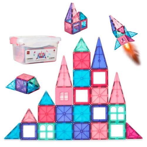 32-Piece Kids Magnetic Tiles Set, Educational Building STEM Toy w/ Case - Lot 6880