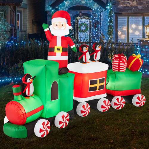 Pre-lit Inflatable Christmas Train & Animated Santa Claus - 8.5ft - Lot 6887