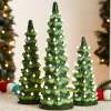 Set of 3 Pre-Lit Ceramic Tabletop Christmas Trees - Thumbnail 1