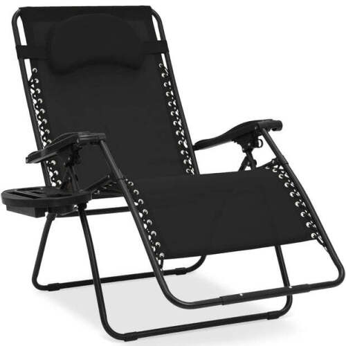 Oversized Reclining Zero Gravity Chair Lounger w/ Cup Holder, Pillow - Lot 6896