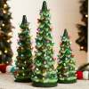 Set of 3 Pre-Lit Ceramic Tabletop Christmas Trees - Thumbnail 1