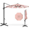 360-Degree Solar LED Cantilever Offset Patio Umbrella w/ Tilt - 10ft - Thumbnail 1