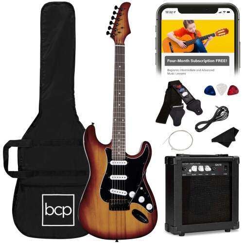 Beginner Electric Guitar Kit w/ Case, 10W Amp, Tremolo Bar - 39in - Lot 6973