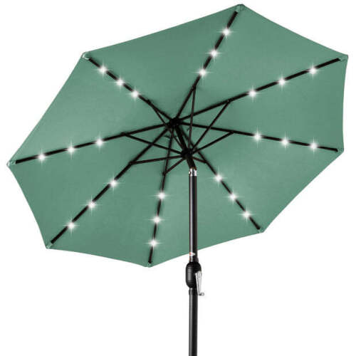 Solar LED Lighted Patio Umbrella w/ Tilt Adjustment, UV-Resistant - 10ft - Lot 6974