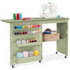 Folding Sewing Table Multipurpose Craft Station & Side Table w/ Wheels - Thumbnail 1