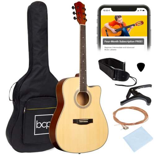Full Size Beginner Acoustic Guitar Set with Case, Strap, Capo - 41in - Lot 6999