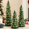 Set of 3 XL Pre-Lit Ceramic Tabletop Christmas Trees - Thumbnail 1