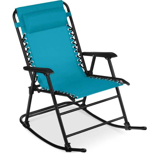 Folding Outdoor Zero Gravity Rocking Lounge Chair w/ Headrest Pillow - Lot 7036