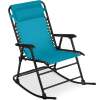 Folding Outdoor Zero Gravity Rocking Lounge Chair w/ Headrest Pillow - Thumbnail 1