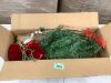Pre-Lit Tabletop Christmas Tree w/ Red Velvet Cover & Gold Cord - Thumbnail 2