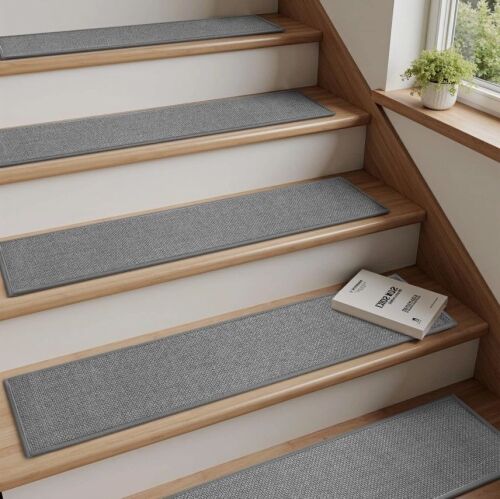 Non Slip Stair-Treads Indoor 15PCS for Wooden Steps Rubber Backing Carpet - Lot 7075
