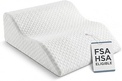 Aeris Wedge Pillow for Sleeping and Nighttime Comfort, Memory Foam Bed Wedge for Post Surgery Recovery, Incline Cushion for Snoring and Stomach Acid, Breathable Viscose Cover with Non Slip Base - Lot 10005