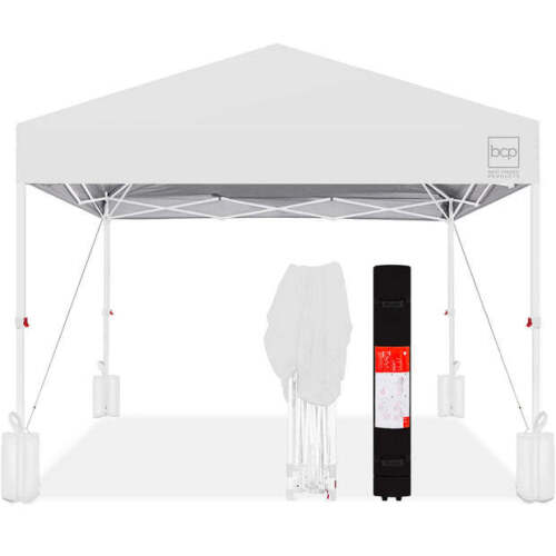 One-Person Setup Instant Pop Up Canopy w/ Case, 4 Weight Bags - 10x10ft - Lot 10012
