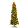 12ft Pre-Lit Spruce Pencil Christmas Tree w/ Berries, Pine Cones - Thumbnail 1