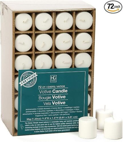 Unscented White Votive Candles, 72-Pack – Clean-Burning, Long-Lasting 10-12 Hour Burn – Ideal for Weddings, Home Décor, Spa, Events – Bulk Value for Versatile Use - Lot 7100