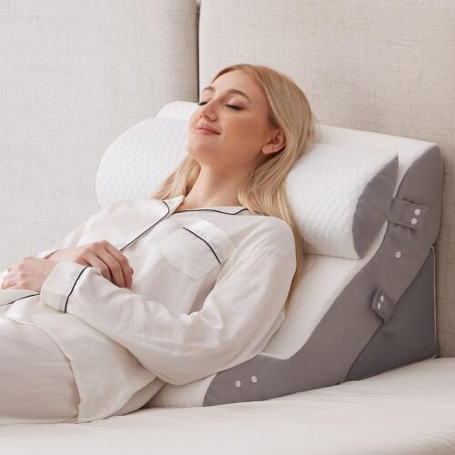 3PCS Wedge Pillow Set for After Surgery, Adjustable Back Pillow for Bed Sitting up, Acid Reflux, Bed Wedge Pillow Headboard for Sleeping & Snoring, Orthopedic Pillow for Post Surgery - Lot 7104
